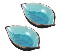 ADOCARN Repose-cuillères En Céramique Forme Feuille Lot De 2 Porte Cuillère Pour Cuisson Et Table À Manger Design Naturel