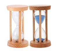 ADOCARN Sablier en Bois et Verre, Lot de 2 Pièces Minuteur de Maison à Trois Colonnes avec Cadre Naturel, Usage Polyvalent pour Bureau et Cuisine, Style Élégant et Simple