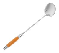 ADOCARN Spatule wok en acier inoxydable avec poignée bois, cuillère à frire anti-brûlure et design sans soudure, ustensile cuisine asiatique adapté à la friture et sauter en cuisine