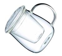 ADOCARN Tasse à Thé en Verre Transparent 300ml Couvercle et Infuseur pour Infusion Rapide, Design Rond Simple et Élégant, Bureau Maison