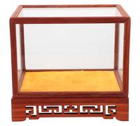 ADOCARN Vitrine de Bureau en Verre et Bois de Style Chinois, Boîte de Rangement Transparente Légère et Hautement Transparente pour Collection et Statues de Bouddha sur Table ou Cabinet