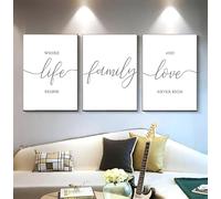 AdoDecor Tableaux, Posters Et Arts Décoratifs Phrases anglaises en noir et blanc Tableau Decoration Murale Life, Family, Love Chambre Salon Impressions Sur Toile Poster Mural(Sans cadre)