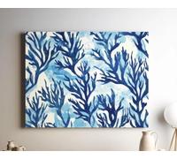 ADOHOME Cadeau pour lui : Art marin sur toile, motif algues, présent pour une pendaison de crémaillère. Affiche et impression d'art marin unique, bleu et blanc (60 x 90 cm, sans cadre).