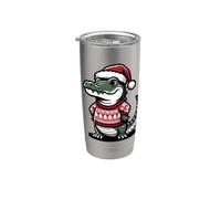 Adorable alligator avec bonnet de Père Noël Noël Floride Cartoon Gobelet isotherme en acier inoxydable double paroi