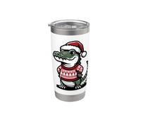 Adorable alligator avec bonnet de Père Noël Noël Floride Cartoon Gobelet isotherme en acier inoxydable double paroi