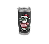 Adorable alligator avec bonnet de Père Noël Noël Floride Cartoon Gobelet isotherme en acier inoxydable double paroi