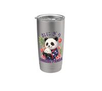Adorable boule de riz japonaise panda onigiri kawaii Gobelet isotherme en acier inoxydable double paroi