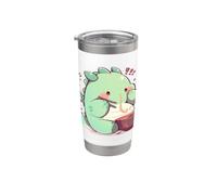 Adorable Chibi T-Rex mangeant des ramen avec des baguettes Gobelet isotherme en acier inoxydable double paroi