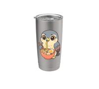Adorable chouette mangeant des ramen kawaii pour les amateurs de nourriture pour animaux Gobelet isotherme en acier inoxydable double paroi