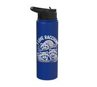 Adorable motif animaux sauvages I Love Ratons laveurs Stainless Steel Insulated Water Bottle