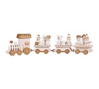 Adorable Petit Train en Bois Décoration Mini Train en Bois du Calendrier De L'avent Peint De Noël Figurine De De Noël Accessoires Blanche Bambou Former Enfant