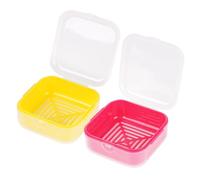 Adorila Lot de 2 petits étuis à savon de voyage avec couvercle, porte-savon anti-fuite avec perforation, boîte à savon portable pour salle de bain (jaune, rose)