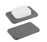 Adorila Lot de 2 Porte-savons à la diatomée Absorbant l'eau pour Salle de Bain (Gris)