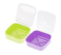 Adorila Lot de 2 Porte-savons de Voyage en Plastique avec Couvercle, Anti-Fuite, carré, Vert, Violet