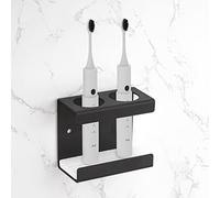 Adorila Support Mural pour Brosse à Dents électrique avec Plateau de diatomite, Support de Rangement de Brosse à Dents Auto-adhésif pour Salle de Bain (Noir)