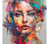 adrium Tableau acrylique 70 x 70 cm : portrait abstrait d'une belle femme au visage peint en couleurs (201173145)
