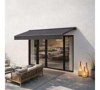 Adro store banne manuel 2,95 x 2,5 m en aluminium avec toile gris