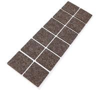 Adsamm® / 12 x Patins en feutre en laine véritable / marron / 40x40 mm / carré / 3 mm hauteur / patins glisseurs auto-adhésifs de qualité Adsamm®