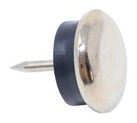 Adsamm® / 32 x patins glisseurs en métal avec amortisseur et clou / argentés / Ø 18 mm / rond / pieds glisseurs en métal et gomme à clou pour meubles