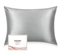 Adubor Taie d'oreiller avec Fermeture éclair dissimulée, en Soie de mûrier 23 mommes des Deux côtés, idéale pour Cheveux et Peau 900 Fils Gris foncé Taille Standard 51 x 66cm
