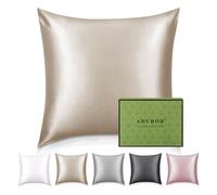 Adubor Taie Oreiller 100% Soie, 22 Momme Soie de Mûrier, Grade 6A, Taie d'oreiller Soie pour la Santé des Cheveux et de la Peau, avec Fermeture Éclair Dissimulée (60 × 60cm, Beige, 1 pièce)