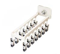 Advokingtap Cintre à linge pliable à plusieurs clips, séchoir à air avec 14 clips en acier et base à ventouse pliable pour petites salles de bains, balcons, appartements (blanc)