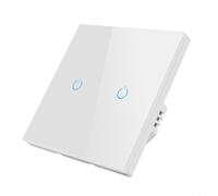 Advokingtap Interrupteur mural intelligent RF433 sans WiFi rétroéclairé panneau en verre pour maison, bureau, garage, entrepôt, contrôle de l'éclairage noir (Touch 2 blanc)