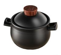 Advokingtap Lot de 1 cocotte en argile pour soupe ragoût de riz congestionné, mijoteuse résistante à la température pour cuisinière à gaz, noir, 36 l, 215 x 13 cm