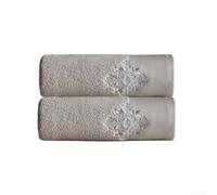 Advokingtap Lot de 2 essuie-mains doux en coton épais à motif damas résistant à la décoloration pour hôtel pour usage quotidien 74 x 34 cm (kaki)