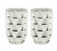 Advokingtap Lot de 2 filets de protection pour légumes avec fermeture éclair et cordon de serrage, 60 mailles blanches en 4 tailles pour l'entretien des cultures de jardin et la culture en extérieur