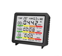 Advokingtap Moniteur de qualité de l'air portable pour HCHO TVOC Temp Humidité Avec écran LCD 4" Type-C Alimenté Support mural pour la maison, le bureau, la voiture (noir)