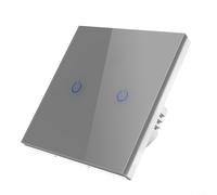 Advokingtap Smart Touch RF433 Interrupteur mural sans panneau de verre rétroéclairé WiFi pour maison, bureau, garage, entrepôt, contrôle de l'éclairage Noir (Touch 2-gris)