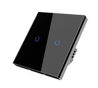 Advokingtap Smart Touch RF433 Interrupteur mural sans panneau de verre rétroéclairé WiFi pour maison, bureau, garage, entrepôt, contrôle de l'éclairage Noir (Touch 2-Noir)