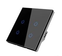 Advokingtap Smart Touch RF433 Interrupteur mural sans WiFi avec panneau en verre rétroéclairé pour maison, bureau, garage, entrepôt, contrôle de l'éclairage Noir (Touch 4 Noir)