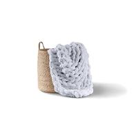 Adyrescia Jeté de lit en Tricot épais 100% Fait Main avec Fil Chenille Jumbo (152,4 x 203,2 cm, Gris Clair)