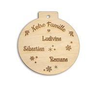 Adzif.biz Le sticker de decoration - Boule de Noël Famille Personnalisable en Bois - décoration avec prénoms