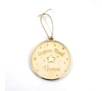 Adzif.biz Le sticker de decoration - Boule Joyeux Noël Maitresse personnalisée en Bois - Cadeau de Noël