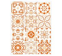Adzif.biz Le sticker de decoration - ORANGENIGHT - Dimensions d'un Sticker : 20 x 20 cm / 200 x 200 mm - Autocollants de Carreaux Adhésif - 12 Pièces Autocollants Adhesifs Carrelage
