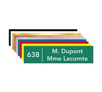 Adzif.biz Le sticker de decoration, Plaque boîte aux lettres personnalisable, (BAL0004), Numéro Maison + Nom, Plaque nominative PVC 10 x 2,5 cm (100 x 25 mm) autocollante, Vert, Avenir Heavy