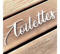 Adzif.biz Le sticker de decoration - Plaque de Porte Maison - Toilettes, Salon, Chambre, Buanderie, Bain, Cuisine, Mot Décoratif Porte Autocollant 3D Plexi Noir Blanc Or Argent