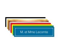 Adzif.biz Le sticker de decoration, Plaque Gravée Pour Boîte Aux Lettres à PersonnaliserAvec Votre Nom et Prénom, Dimensions 10 x 2,5 cm (100 x 25 mm), Coloris Bleu Avec Écriture Blanc