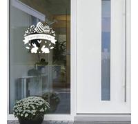 Adzif.biz Le sticker de decoration - Sticker Joyeuses Fêtes de Pâques pour Vitrine - Dimensions 50 x 45 cm / 500 x 450 mm - Blanc