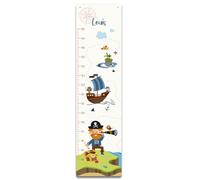 Adzif.biz Le sticker de decoration - Toise murale enfant personnalisable Pirate - Toise prénom à suspendre - Tableau croissance enfant