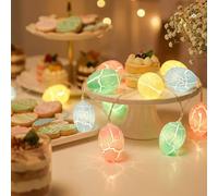 AebeChun Guirlande lumineuse de Pâques, 2 m, 10 LED, avec minuterie, œufs de Pâques, fonctionne avec des piles, décoration de Pâques, décoration pour l'extérieur, pour la décoration de table, paniers