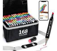 AEDAGA 168+2 Couleurs Feutre a Alcool avec App Gratuite, Marqueur Double Pointe (Biseautée + Fine), Feutre Alcool pour Artistes, Twinmarkers pour Peinture, Coloriage, Esquisse, Dessin