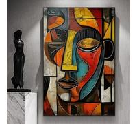 AEFOUU Impression sur toile Picasso jaune et marron, masque tribal africain abstrait moderne, peinture murale pour salon, 20 x 35 cm (8 x 14 pouces)