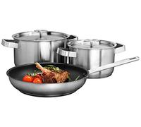 AEG A3SS Set menaje 2 casseroles (16 cm et 20 cm) et 1 poêle (24 cm), acier inoxydable