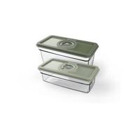 AEG AVFB1 Lot de 2 récipients de mise sous vide (1,6 et 1,0 litres, conservation des aliments et des nutriments, fonction date, passe au lave-vaisselle, congélateur, sans BPA, durable, vert)