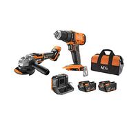 AEG Duo PRO18V Perceuse et Meuleuse 125 mm JP18AA2-402B Batterie fournie | Visseuse 60 Nm à 2 vitesses, mandrin 13 mm, moteur sans charbon, disque de 125 mm, 2 packs 4,0 Ah, chargeur et sac fournis