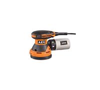 AEG EX 125 ED SET Ponceuse excentrique 125 mm - 300 W, variateur de vitesse, démarrage progressif, frein de patin - 25 abrasifs, Finition bois & peinture